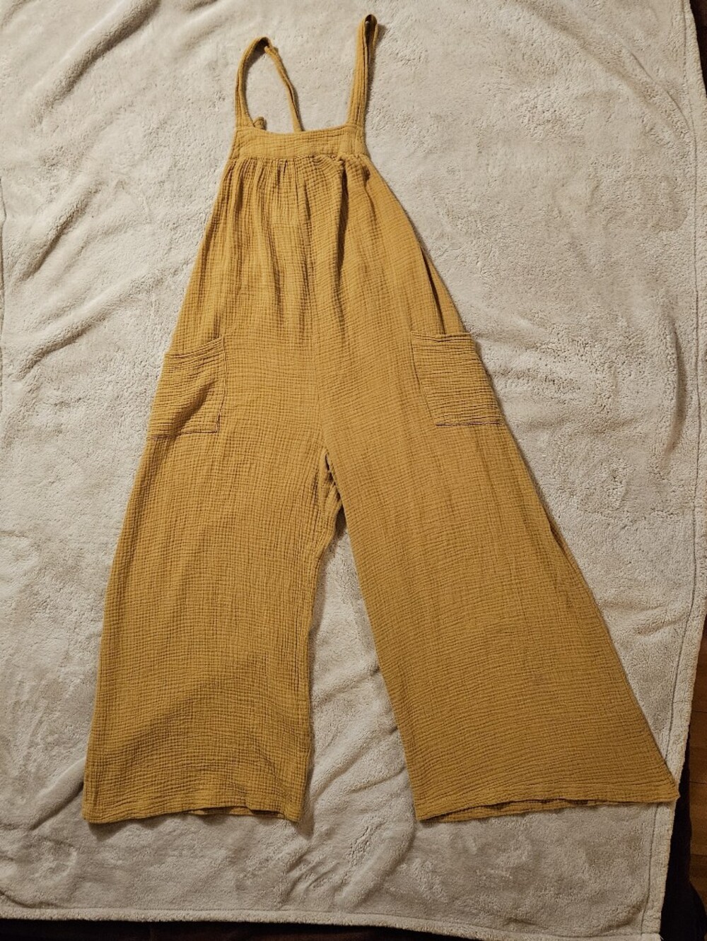 Mustard Wide-Leg Cotton Jumpsuit